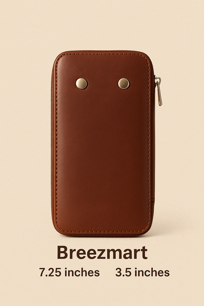 Leather Key Holder Case Pouch| Zipper Key Wallet with 6 Key Hooks & 2 Car Key Rings