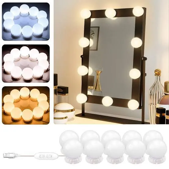 10 LED Bulbs Vanity Mirror Lights with 3 Light Modes | Adjustable Brightness for Makeup Mirro